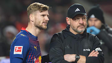 Timo Werner im Gespräch mit Union-Trainer Steffen Baumgart