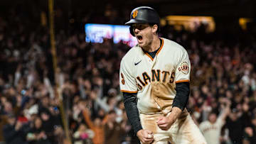 Jun 19, 2023; San Francisco, California, USA; San Francisco Giants right fielder Mike Yastrzemski