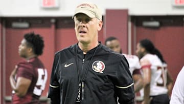 FSU tight ends coach Chris Thomsen at a Tour of Duty conditioning workout on Feb. 13, 2020.

Img 5129