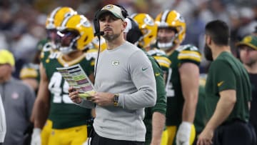 Jan 14, 2024; Arlington, Texas, USA; Green Bay head coach Matt LaFleur in the first half of the 2024 NFC wild card game against the Dallas Cowboys at AT&T Stadium.