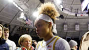 Notre Dame guard Hannah Hidalgo (3) walks off the court after winning a NCAA women's basketball game 64-49 against No. 11 Duke at Purcell Pavilion on Monday, Feb. 17, 2025, in South Bend.