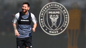 Lionel Messi en un entrenamiento del Inter Miami, equipo en el que es la máxima figura