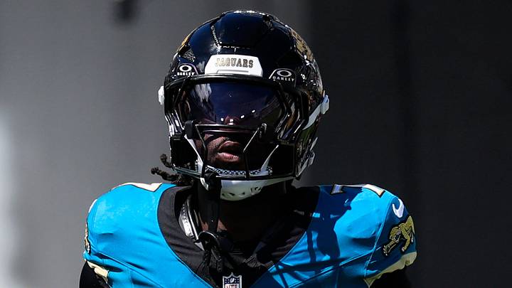 Jacksonville Jaguars wide receiver Brian Thomas Jr. (7) is introduced before an NFL football matchup at EverBank Stadium on Sunday, Sept. 27, 2026, in Jacksonville, Fla. The Jaguars defeated the Patriots 35-6.