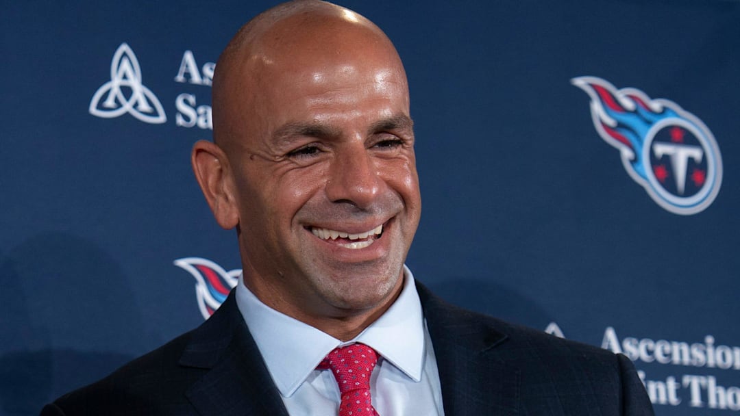Tennessee Titans new head coach Robert Saleh stands for portraits after the new head coach’s introductory press conference at Ascension Saint Thomas Sports Park in Nashville, Tenn., Thursday, Jan. 29, 2026.