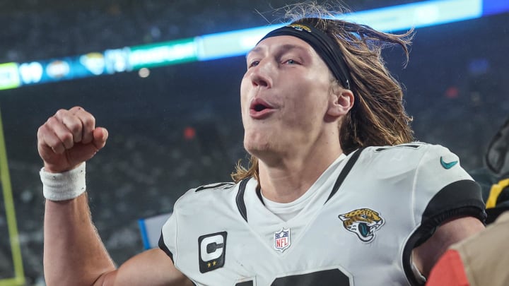 Dec 22, 2022; East Rutherford, New Jersey, USA; Jacksonville Jaguars QB Trevor Lawrence (16) at New York Jets at MetLife Stadium. Mandatory Credit: Vincent Carchietta-USA TODAY Sports