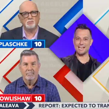ESPN's Around the Horn panel featuring Los Angeles Times writer Bill Plashcke discussing Nico Iamaleava.