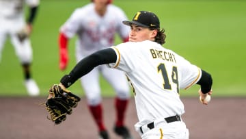 Iowa's Brody Brecht delivers a pitch during a NCAA Big Ten Conference baseball game against Nebraska, Friday, April 21, 2023, at Duane Banks Field in Iowa City, Iowa.

230421 Nebraska Iowa B 009 Jpg