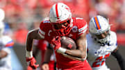 Nebraska wide receiver Dane Key makes a catch and run for the 39-yard touchdown against Houston Christian.