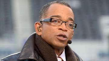 ESPN broadcaster Stuart Scott on ESPN's Monday Night Countdown. Mandatory Credit: Kirby Lee-Imagn Images
