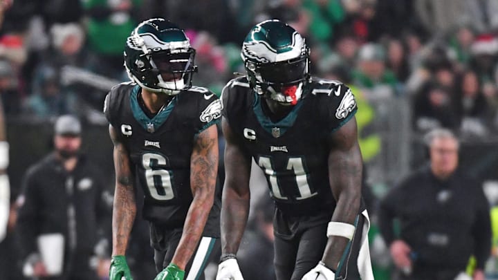 Philadelphia Eagles wide receiver DeVonta Smith and wide receiver A.J. Brown.