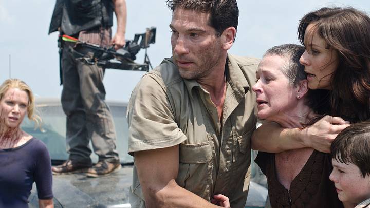 (L-R) Andrea (Laurie Holden), Daryl Dixon (Norman Reedus), Shane Walsh (Jon Bernthal), Carol (Melissa Suzanne McBride), Lori Grimes (Sarah Wayne Callies) and Carl Grimes (Chandler Riggs) - The Walking Dead - Season 2, Episode 1 - Photo Credit: Gene Page/AMC - TWD_201_0608_4665rt