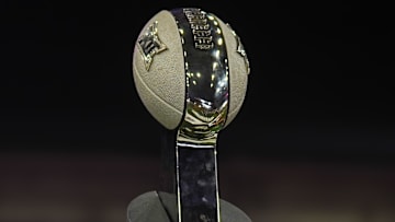 Jul 9, 2025; Frisco, TX, USA; The Big 12 Football Champion Trophy. Mandatory Credit: Raymond Carlin III-Imagn Images