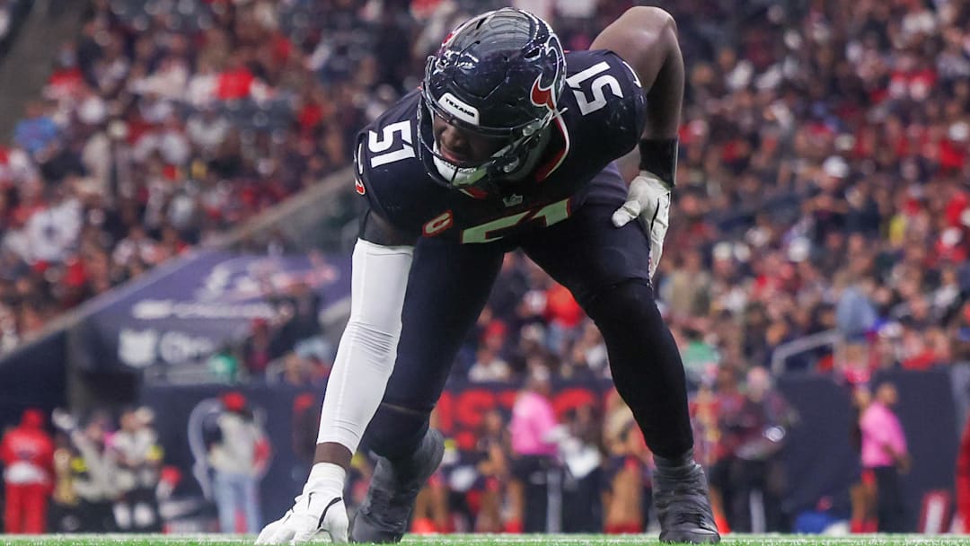 Dec 14, 2025; Houston, Texas, USA; Houston Texans defensive end Will Anderson Jr. (51) lines up on defense against the Arizona Cardinals in the fourth quarter at NRG Stadium.