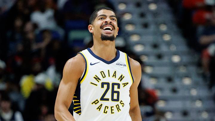 Oct 21, 2026; New Orleans, Louisiana, USA;  Indiana Pacers guard Ben Sheppard (26) reacts to a violation against him for a kick ball against New Orleans Pelicans during the first half at Smoothie King Center.  Mandatory Credit: Stephen Lew-Imagn Images