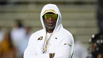 Sep 20, 2025; Boulder, Colorado, USA; Colorado Buffaloes head coach Deion Sanders before the game against the Wyoming Cowboys at Folsom Field. Mandatory Credit: Ron Chenoy-Imagn Images