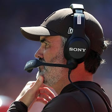 Cleveland Browns football coach Kevin Stefanski works the sideline during the second half of an NFL football game at Huntington Bank Field, Sept. 7, 2025, in Cleveland, Ohio.