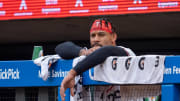 Jul 2, 2024; Minneapolis, Minnesota, USA; Minnesota Twins center fielder Byron Buxton (25) watches play from the dugout in the fifth inning at Target Field. Mandatory Credit: Matt Blewett-USA TODAY Sports