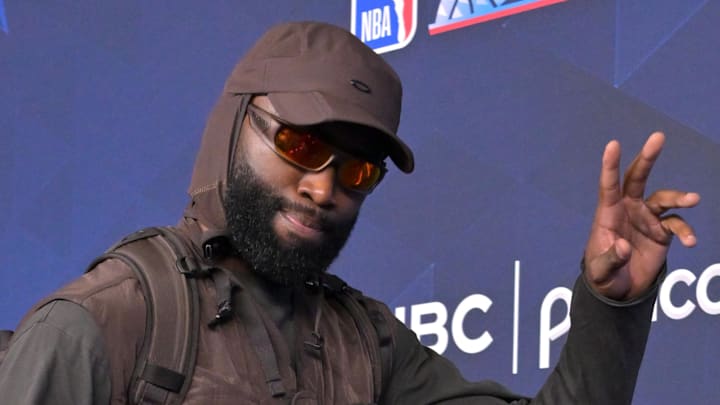 Feb 15, 2026; Los Angeles, CA, USA; Team USA Stripes forward Jaylen Brown (7) of the Boston Celtics on the red carpet before the 75th NBA All Star Game at Intuit Dome. Mandatory Credit: Jayne Kamin-Oncea-Imagn Images