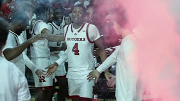 Oct 17, 2024; Piscataway, NJ, USA;  Rutgers Scarlet Knights guard Airious Bailey (4) at Jersey Mike's Arena. Mandatory Credit: Wendell Cruz-Imagn Images