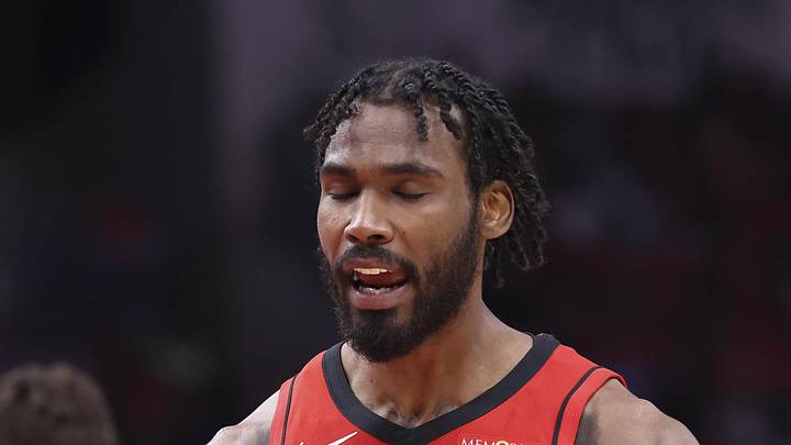 Houston Rockets forward Tari Eason (17) reacts after a play during the first quarter against the Los Angeles Lakers during game three of the first round of the 2026 NBA Playoffs at Toyota Center on Apr 24, 2026.