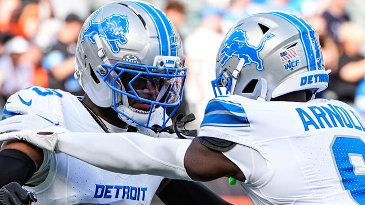 Detroit Lions cornerback Rock Ya-Sin (23) and cornerback Terrion Arnold (6) warm up ahead of Bengals game Detroit Lions cornerback Rock Ya-Sin (23) and cornerback Terrion Arnold (6) warm up ahead of Bengals game