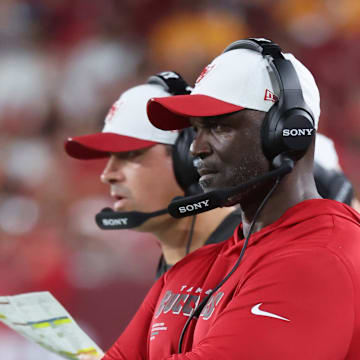 Tampa Bay Buccaneers head coach Todd Bowles looks on against the Tennessee Titans.