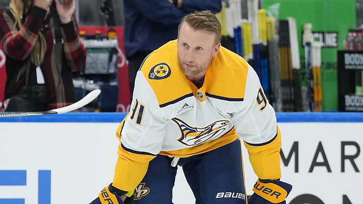 Oct 6, 2026; Toronto, Ontario, CAN;  Nashville Predators center Steven Stamkos (91) takes warmup before of a game against the Toronto Maple Leafs at Scotiabank Arena.  Mandatory Credit: Nick Turchiaro-Imagn Images