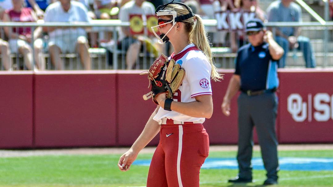 Oklahoma pitcher Berkley Zache stands in the circle against Binghamton in the Norman Regional. Oklahoma pitcher Berkley Zache stands in the circle against Binghamton in the Norman Regional.