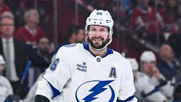 Apr 26, 2026; Montreal, Quebec, CAN; Tampa Bay Lightning right wing Nikita Kucherov (86) smirks against the Montreal Canadiens during the second period in game four of the first round of the 2026 Stanley Cup Playoffs at Bell Centre. Mandatory Credit: David Kirouac-Imagn Images Apr 26, 2026; Montreal, Quebec, CAN; Tampa Bay Lightning right wing Nikita Kucherov (86) smirks against the Montreal Canadiens during the second period in game four of the first round of the 2026 Stanley Cup Playoffs at Bell Centre. Mandatory Credit: David Kirouac-Imagn Images