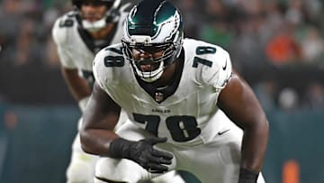 Philadelphia Eagles offensive tackle Myles Hinton (78) blocks against the Cincinnati Bengals at Lincoln Financial Field.