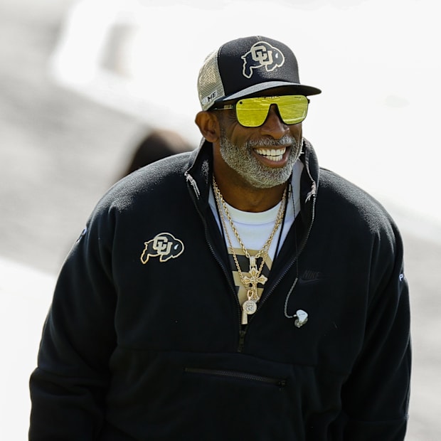 Apr 19, 2025; Boulder, CO, USA; Colorado Buffaloes head coach Deion Sanders during the spring game at Folsom Field. Mandatory