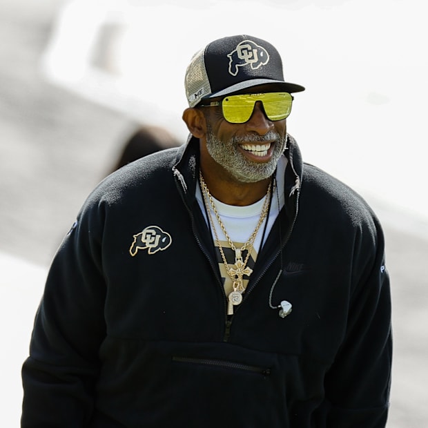 Apr 19, 2025; Boulder, CO, USA; Colorado Buffaloes head coach Deion Sanders during the spring game at Folsom Field. Mandatory
