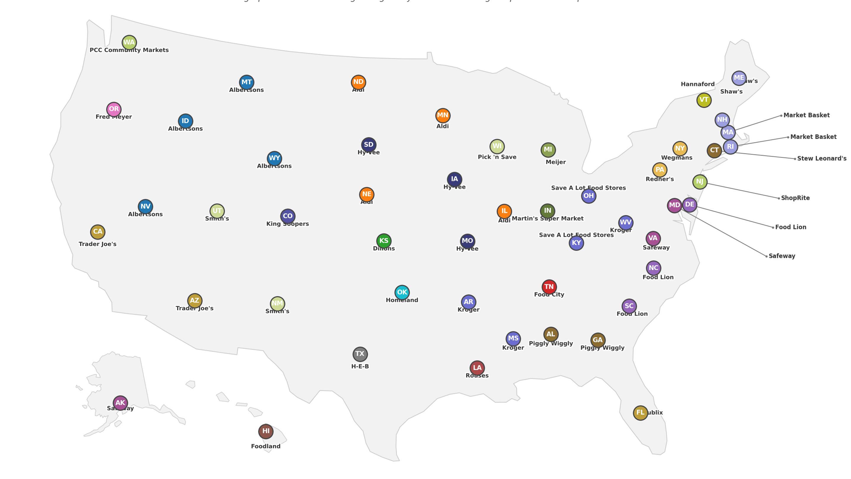 The Most Popular Grocery Store in Every State, Mapped