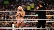 Women's WWE Money In The Bank winner, Tiffany Stratton talks to the fans during 'Tiffy Time' on WWE SMACKDOWN!