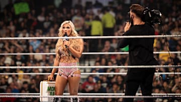 Women's WWE Money In The Bank winner, Tiffany Stratton talks to the fans during 'Tiffy Time' on WWE SMACKDOWN!