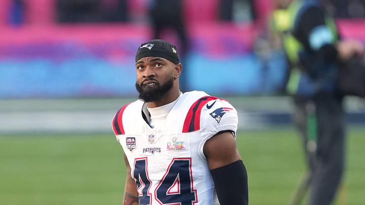 Feb 8, 2026; Santa Clara, CA, USA; New England Patriots linebacker K'lavon Chaisson (44) before Super Bowl LX against the Seattle Seahawks at Levi's Stadium. Mandatory Credit: Darren Yamashita-Imagn Images