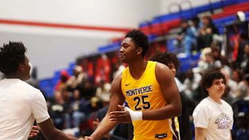 Montverde   s Derik Queen (25) shakes teammate hand during introductions against Whitehaven for a basketball game in the Winter Classic at the McDonald Insurance Arena on Friday, Feb. 09, 2024 in Bartlett, Tenn.