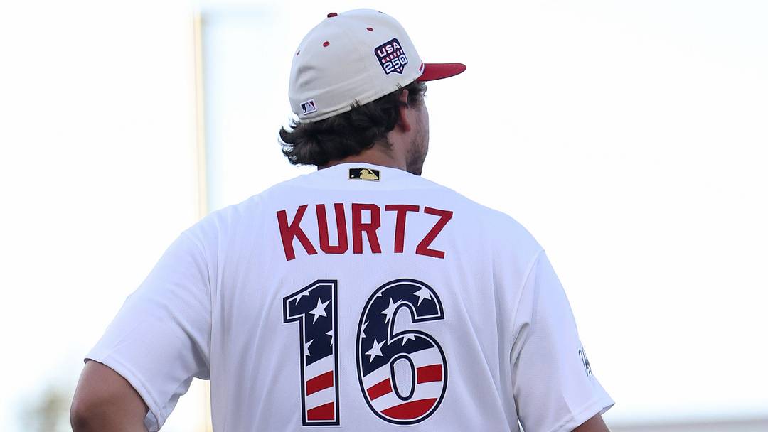 Jul 4, 2026; West Sacramento, California, USA; Athletics first baseman Nick Kurtz (16) looks on in a game against the Miami Marlins during the third inning at Sutter Health Park. Mandatory Credit: Dennis Lee-Imagn Images