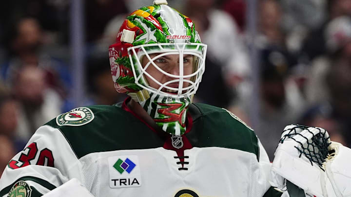 Minnesota Wild goaltender Jesper Wallstedt was among the biggest losers of the 7-5 loss to Colorado in Game 1. (Mandatory Credit: Ron Chenoy-Imagn Images)