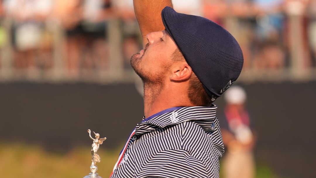 Former SMU Mustangs' golfer Bryson DeChambeau celebrates with the trophy after winning the U.S. Open golf tournament at Pinehurst, N.C. Former SMU Mustangs' golfer Bryson DeChambeau celebrates with the trophy after winning the U.S. Open golf tournament at Pinehurst, N.C.