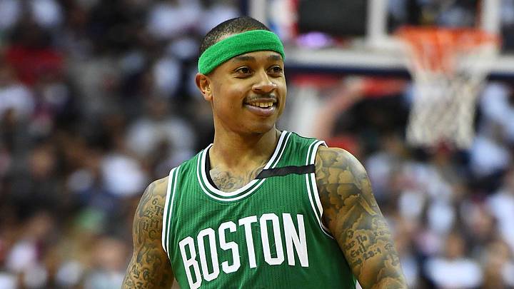May 7, 2017; Washington, DC, USA; Boston Celtics guard Isaiah Thomas (4) reacts after receiving a technical foul against the Washington Wizards during the fourth quarter in game four of the second round of the 2017 NBA Playoffs at Verizon Center. Mandatory Credit: Brad Mills-Imagn Images