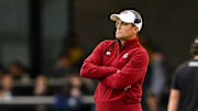 Nov 9, 2024; Nashville, Tennessee, USA;  South Carolina Gamecocks head coach Shane Beamer watches from the sidelines against the Vanderbilt Commodores during the first half at FirstBank Stadium. Mandatory Credit: Steve Roberts-Imagn Images