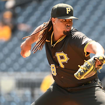 Pittsburgh Pirates starting pitcher Luis Ortiz (48) throws to the Washington Nationals during the first inning at PNC Park. 