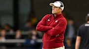 Nov 9, 2024; Nashville, Tennessee, USA;  South Carolina Gamecocks head coach Shane Beamer watches from the sidelines against the Vanderbilt Commodores during the first half at FirstBank Stadium. Mandatory Credit: Steve Roberts-Imagn Images