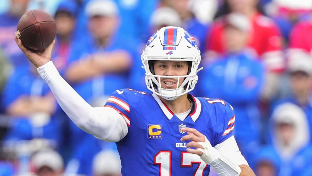 Josh Allen (17) throws the ball against the Arizona Cardinals. Mandatory Credit: Gregory Fisher-Imagn Images