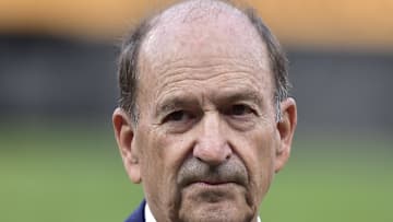 Aug 24, 2019; St. Louis, MO, USA; St. Louis Cardinals chairman Bill Dewitt Jr. looks on during a ceremony prior to the start of a game against the Colorado Rockies during an MLB Players' Weekend game at Busch Stadium. Mandatory Credit: Jeff Curry-Imagn Images