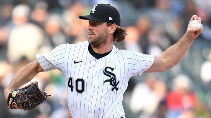Chicago White Sox pitcher Tyler Gilbert (40) throws against the Boston Red Sox at Rate Field. Chicago White Sox pitcher Tyler Gilbert (40) throws against the Boston Red Sox at Rate Field.