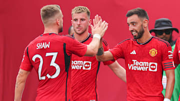 Bruno Fernandes (right) and Luke Shaw (left) look to lead Manchester United to their first win of the season. 