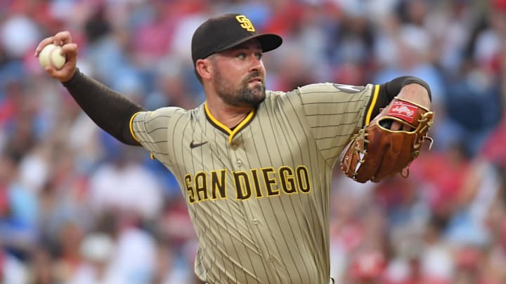 San Diego Padres pitcher Matt Waldron (61) throws a pitch during the second inning against the Philadelphia Phillies.