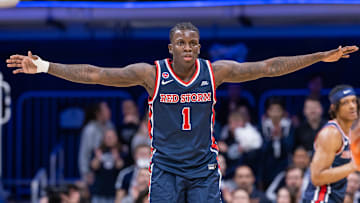 St. John's v Butler; St. John's basketball guard Kadary Richmond plays defense against Butler